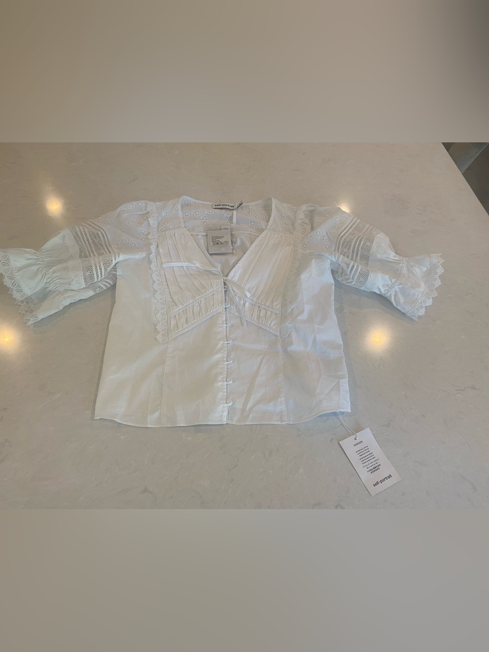 Self-Portrait White Broderie Anglaise Eyelet Top US 8 NWT